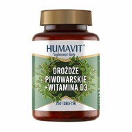 Humavit Suplement diety drożdże piwowarskie + witamina D3 250 tabletek