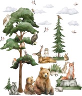 Nálepky na stenu pre deti Les Zvieratá Forest