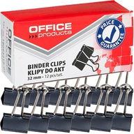 KANCELÁRSKE KLIPY PRE AKTY DOKUMENTOV OFFICE PRODUCTS KLIPY 32mm ČIERNE 12 KS