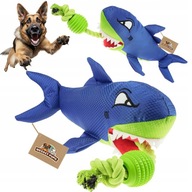 Zabawka dla psa interaktywna REKIN 3w1 piszczący ze sznurem piłką SHARK