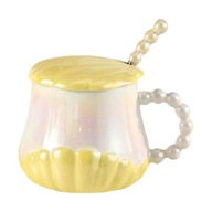 Ceramiczny kubek do kawy Filiżanka do herbaty Śliczna muszla w kształcie perły Kubek bożonarodzeniowy żółty