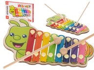 Cymbałki drewniane kolorowe dla dzieci gąsienica na PREZENT dla dziecka