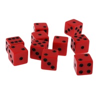 10 sztuk sześciostronne kości D6 do kości do pokera D&D Casino Poker zgadywanie gier 18mm czerwony