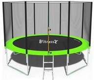 TRAMPOLINA OGRODOWA DLA DZIECI F-STAR 254CM 8FT GREEN SIATKA Z. + DRABINKA