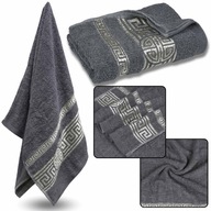 Sivý bavlnený uterák s ozdobnou výšivkou egyptský vzor 70x135 cm x1