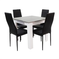 Zestaw stół Modern 80 GW 4 czarne krzesła Nicea