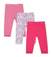 MOTHERCARE 3 PAK Legginsy Bawełniane Kwiatki Paski Różowe 2-3 L / 98