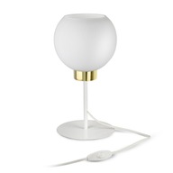 Lampka Nocna Stołowa Dekoracyjna Biała Szklana Kula White Glass L1 LED E27