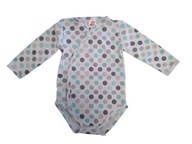 Body bawełniane długi rękaw kopertowe w kropki mint dots makoma r. 68