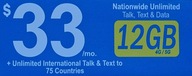 Karta SIM Lycamobile USA doładowana 33$, 12 GB na 30 dni, rozmowy, SMS-y PL