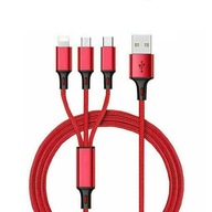 KABEL USB 3W1 DO IPHONE 7/8 MIKRO USB TYP C REDX ZAMIENNIK