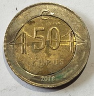 moneta Turcja Destrukt menniczy rozlany rdzeń 50 kurus 2018