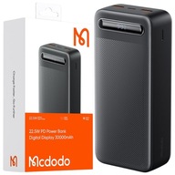 MCDODO POWERBANK 30000MAH Z WYŚWIETLACZEM 3X USB USB-C 22,5W + KABEL USB-C