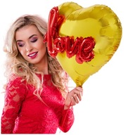 BALON SERCE LOVE 3D WALENTYNKI 2w1 FOLIOWY ROMANTYCZNY DUŻY 44cm