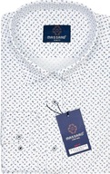 Elegantná biela PREMIUM pánska košeľa s lycrou s drobnými vzormi SLIM-FIT
