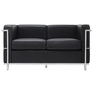 SOFA DWUOSOBOWA SOFT LC2 skóra naturalna - CZARNA STAL POLEROWANA King Home