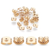fülbevaló dugók, Rozsdamentes acél, 24K aranyozott, 6x4x3mm, 100db