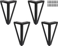 4 kusy náhradných nábytkových nožičiek, kovové, 6"/15 cm, čierne