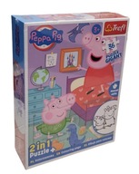 TREFL puzzle GIGANT z kolorowanką Świnka Peppa dla 2-latków 12 elementów