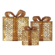 Vianočná dekorácia 3 darčeky led zlaté EMOS