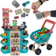 Supermarket sklep wózek na zakupy kasa akcesoria zabawka dla dzieci 47.el