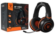 Słuchawki z mikrofonem gamingowe podświetlane RGB czarno pomarańczowe