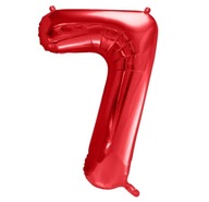 Balon foliowy Cyfra ''7'', 86cm, Czerwony PARTYDECO