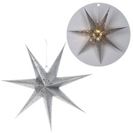 Vianočná hviezda svietiace závesné STRIEBORNÁ dekorácia stropné svietidlo 60 cm