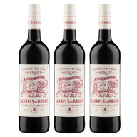 BARRELS & DRUMS MERLOT wino bezalkoholowe czerwone wytrawne 0% 3 butelki