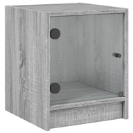 vidaXL Nočný stolík, sklenené dvierka, sivý dub sonoma, 35x37x42 cm