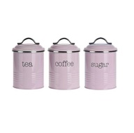 Pojemniki do przechowywania kawy/cukru/herbaty, metalowe, odcienie różu