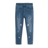 Cool Club Spodnie jeansowe slim fit kwiatki r 134