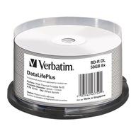 BD-R DL Verbatim 50GB 6x Wide White Thermal Printable - No ID Brand (spindl
