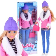 Anlily Módna bábika v zimnom oblečení + kabelka ZA4302