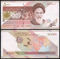 $ Irán 5000 RIALS P-150 UNC 2009
