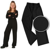 Szerokie spodnie dresowe WIDE LEG Prążek roz.134 czarne Produkt PL