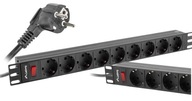 LISTWA ZASILAJĄCA RACK PDU 1U 19 16A 9X SCHUKO 3M CZARNA wyłącznik LANBERG