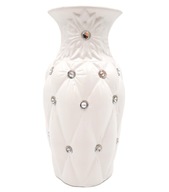 Biały wazon glamour z kryształkami pikowany flakon