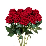 Velvetová ruža 12 KUSOV červená kytica umelá