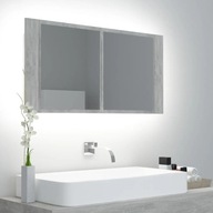 Kúpeľňová skrinka so zrkadlom a LED sivá betónová 90x12x45 cm