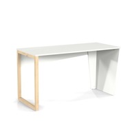 Elegantný škandinávsky stôl Biela s drevenými nohami