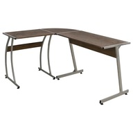 Rohový písací stôl hnedý materiál na báze dreva