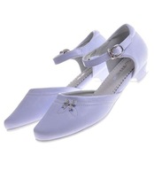Białe buty do komunii dla dziewczynki Pantofle komunijne dziecięce 11123 37