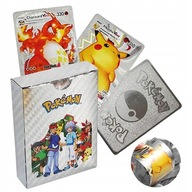 Srebrne karty Folia Pokemona 55 szt urodziny prezent kolekcja pokemon