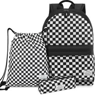 Školský batoh pre mládež ľahký peračník školský vak v šachovnici ZAGATTO