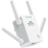 ZOSILŇOVAČ SIGNÁLU Wi-Fi REPEATER VYSOKÝ VÝKON 300Mb/s - 4 ANTÉNY BIELY