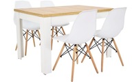 Stół rozkładany 80x120/160 z 4 krzesłami BIAŁY DĄB