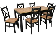 6 krzeseł drewnianych i stół 80x160/200 WOTAN