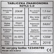 Tabliczka znamionowa 2 na piec kocioł grzewczy CO grawerowana 9x9 Gratis