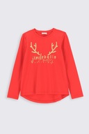 Świąteczny T-Shirt z długim rękawem czerwony dla dziewczynki 98 Coccodrillo